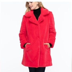 Pink Faux Fur Coat - Women's Plush Winter Jacket